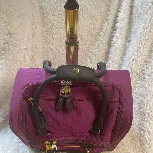 Steve Madden Designer Carry-on Suitcase weekender Nylon peek-a-boo purple. - Picture 3 of 10